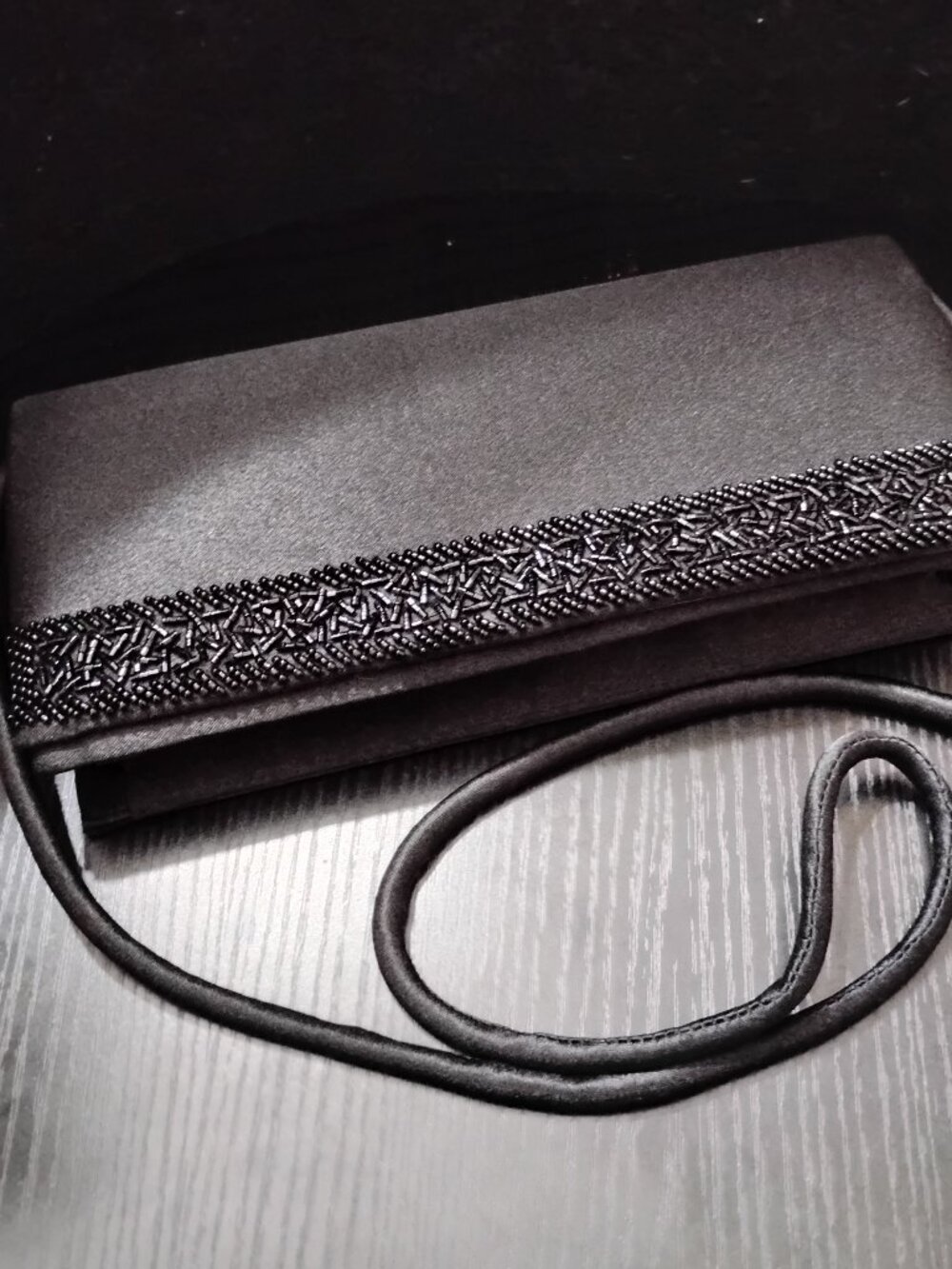 Bijoux Terner Small Black Beaded Crossbody Evening purse